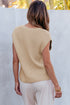 Textured V Neck Pocket Detail Cap Sleeve Knit Top