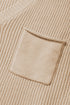 Textured V Neck Pocket Detail Cap Sleeve Knit Top