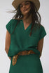 Textured V Neck Pocket Detail Cap Sleeve Knit Top