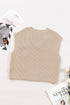 Textured V Neck Pocket Detail Cap Sleeve Knit Top