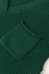 Textured V Neck Pocket Detail Cap Sleeve Knit Top