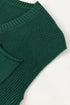 Textured V Neck Pocket Detail Cap Sleeve Knit Top