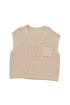 Textured V Neck Pocket Detail Cap Sleeve Knit Top