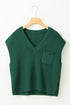 Textured V Neck Pocket Detail Cap Sleeve Knit Top