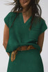 Textured V Neck Pocket Detail Cap Sleeve Knit Top