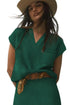Textured V Neck Pocket Detail Cap Sleeve Knit Top