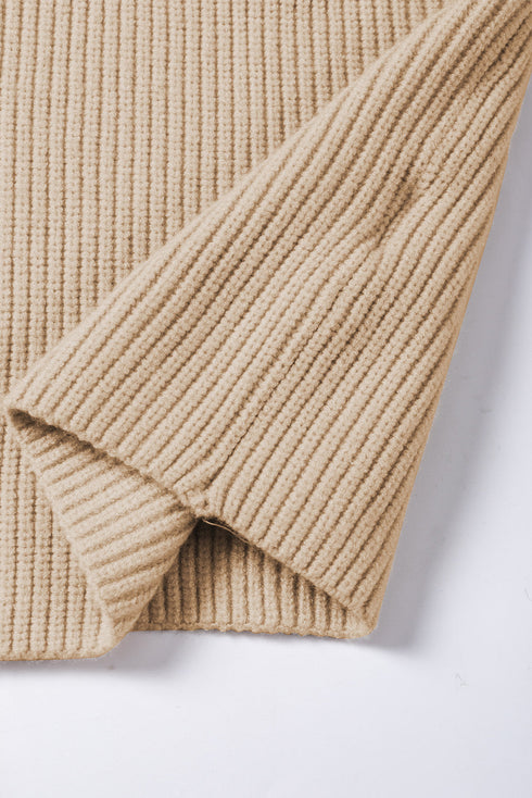Textured V Neck Pocket Detail Cap Sleeve Knit Top