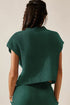 Textured V Neck Pocket Detail Cap Sleeve Knit Top