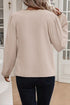 Textured V Neck Scallop Trim Long Sleeve Blouse