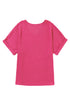 Textured V Neck Short Sleeve Rolled Cuff Top