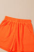 Textured V Neck Solid Casual Short Set