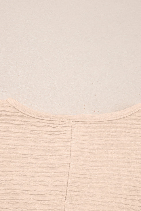 Textured V Neck Solid Casual Short Set
