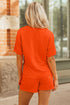 Textured V Neck Solid Casual Short Set