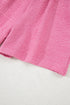 Textured V Neck Solid Casual Short Set