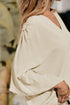 Textured V Neck Wide Sleeve Crinkled Fit Blouse
