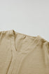 Textured V Neck Wide Sleeve Crinkled Fit Blouse
