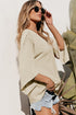 Textured V Neck Wide Sleeve Crinkled Fit Blouse