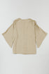 Textured V Neck Wide Sleeve Crinkled Fit Blouse