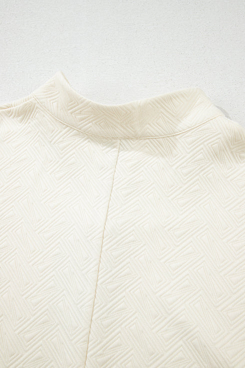Textured Varsity Half Zip Pullover Top
