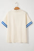 Textured Varsity Half Zip Pullover Top