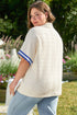 Textured Varsity Half Zip Pullover Top