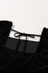 Textured Velvet Square Neck Balloon Sleeve Tie Back Babydoll Mini Dress