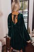 Textured Velvet Square Neck Balloon Sleeve Tie Back Babydoll Mini Dress