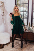 Textured Velvet Square Neck Balloon Sleeve Tie Back Babydoll Mini Dress