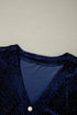 Textured Velvet Tiered Button V Neck Mini Dress