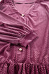 Textured Velvet Tiered Button V Neck Mini Dress