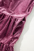 Textured Velvet Tiered Button V Neck Mini Dress
