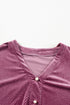 Textured Velvet Tiered Button V Neck Mini Dress