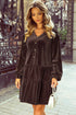 Textured Velvet V Neck Shift Mini Dress