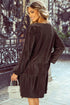Textured Velvet V Neck Shift Mini Dress