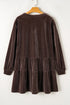 Textured Velvet V Neck Shift Mini Dress
