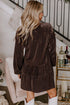 Textured Velvet V Neck Shift Mini Dress