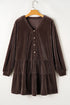 Textured Velvet V Neck Shift Mini Dress