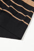 Textured Vertical Ribbed Short Sleeve Striped Knit Top