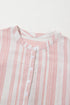 Textured Vertical Stripe Button Front Short Sleeve Blouse