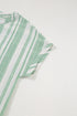 Textured Vertical Stripe Button Front Short Sleeve Blouse