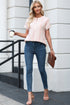 Textured Vertical Stripe Button Front Short Sleeve Blouse