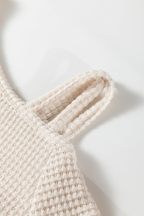 Textured Waffle Knit Asymmetric Neckline Long Sleeve Top