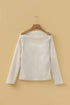 Textured Waffle Knit Asymmetric Neckline Long Sleeve Top