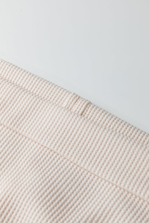 Textured Waffle Knit Asymmetric Neckline Long Sleeve Top