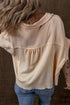 Textured Waffle Knit Batwing Button Front Shirt
