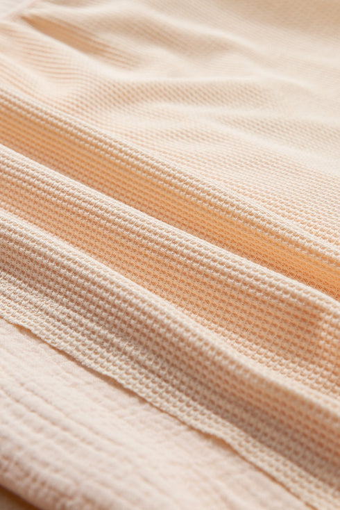 Textured Waffle Knit Batwing Button Front Shirt