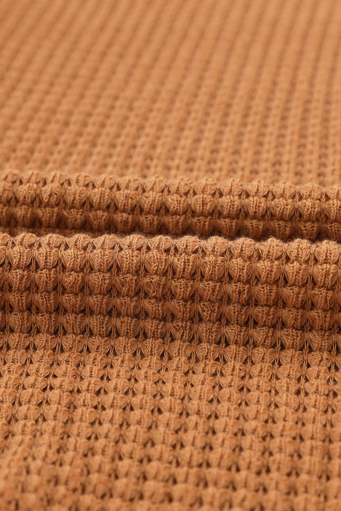 Textured Waffle Knit Button Down Shirt