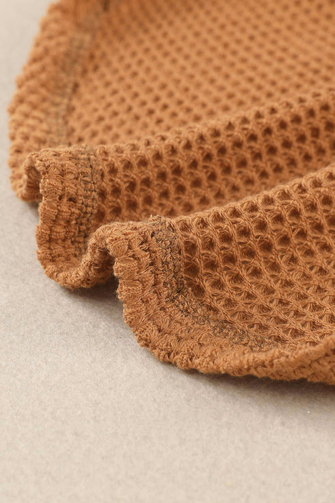 Textured Waffle Knit Button Down Shirt