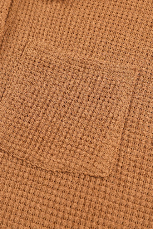 Textured Waffle Knit Button Down Shirt