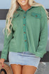 Textured Waffle Knit Button Front Long Sleeve Shirt